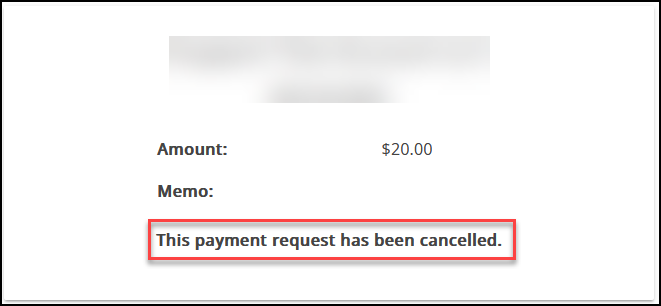 A cancelled payment request